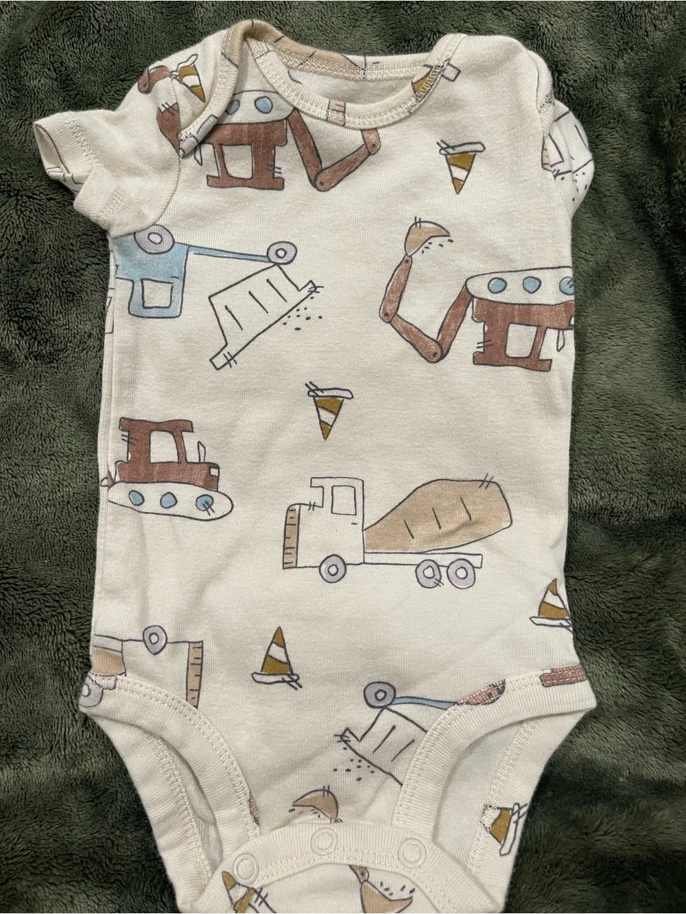 Neutral Construction Print Baby One-Piece Bodysuit - Cream